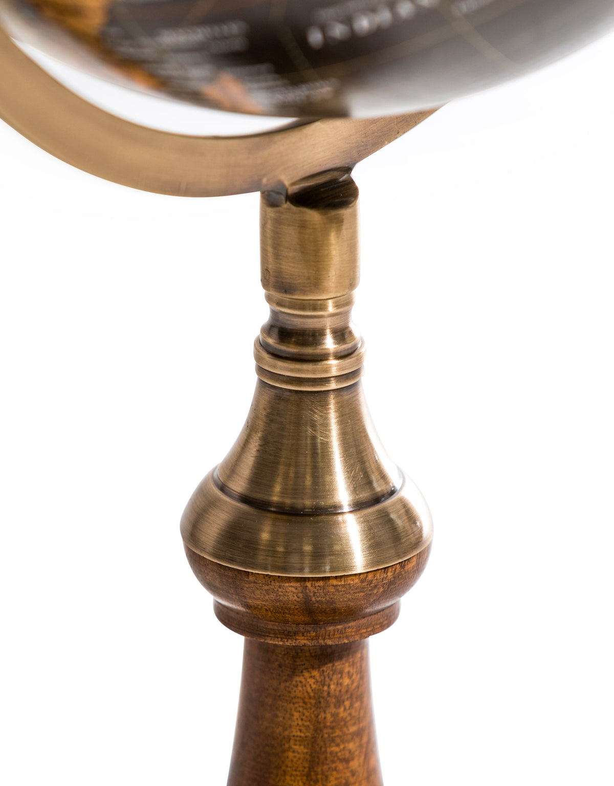 Antique Black Globe on Brass & Wood Stand - FMH29