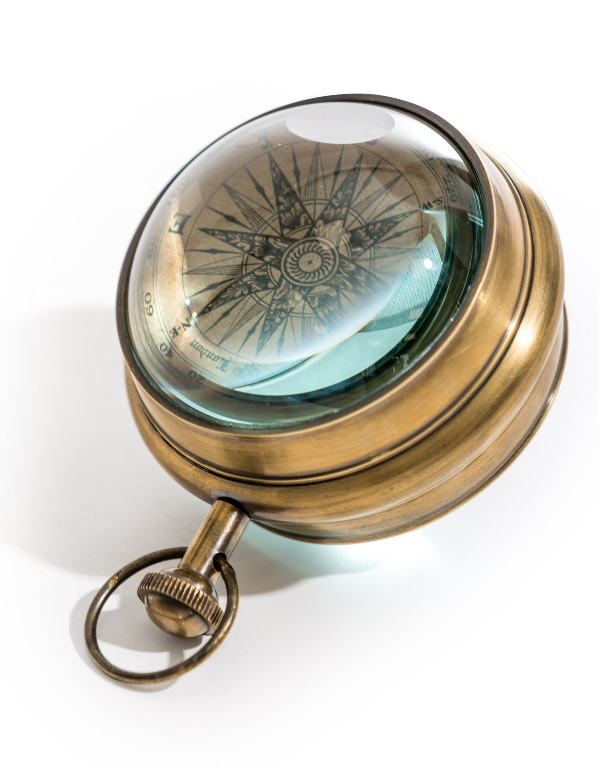 Antiqued Brass Magnified Table Clock - FMH36