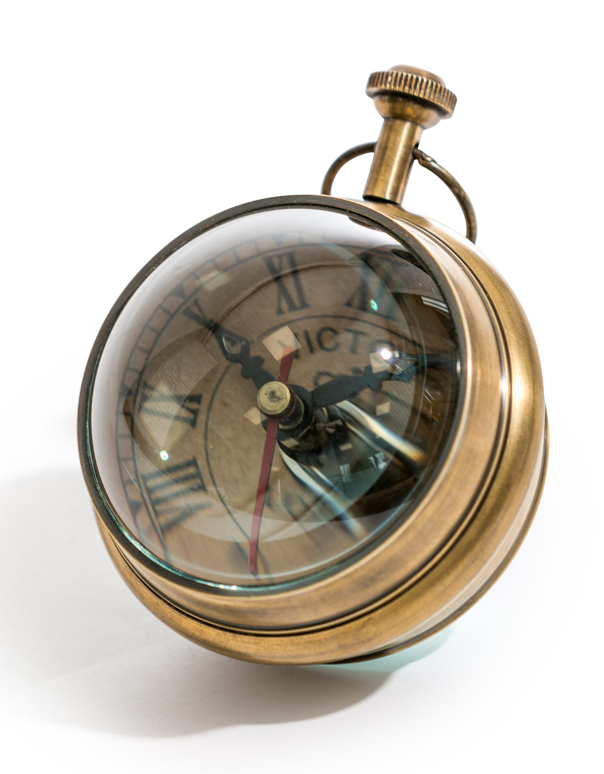 Antiqued Brass Magnified Table Clock - FMH36