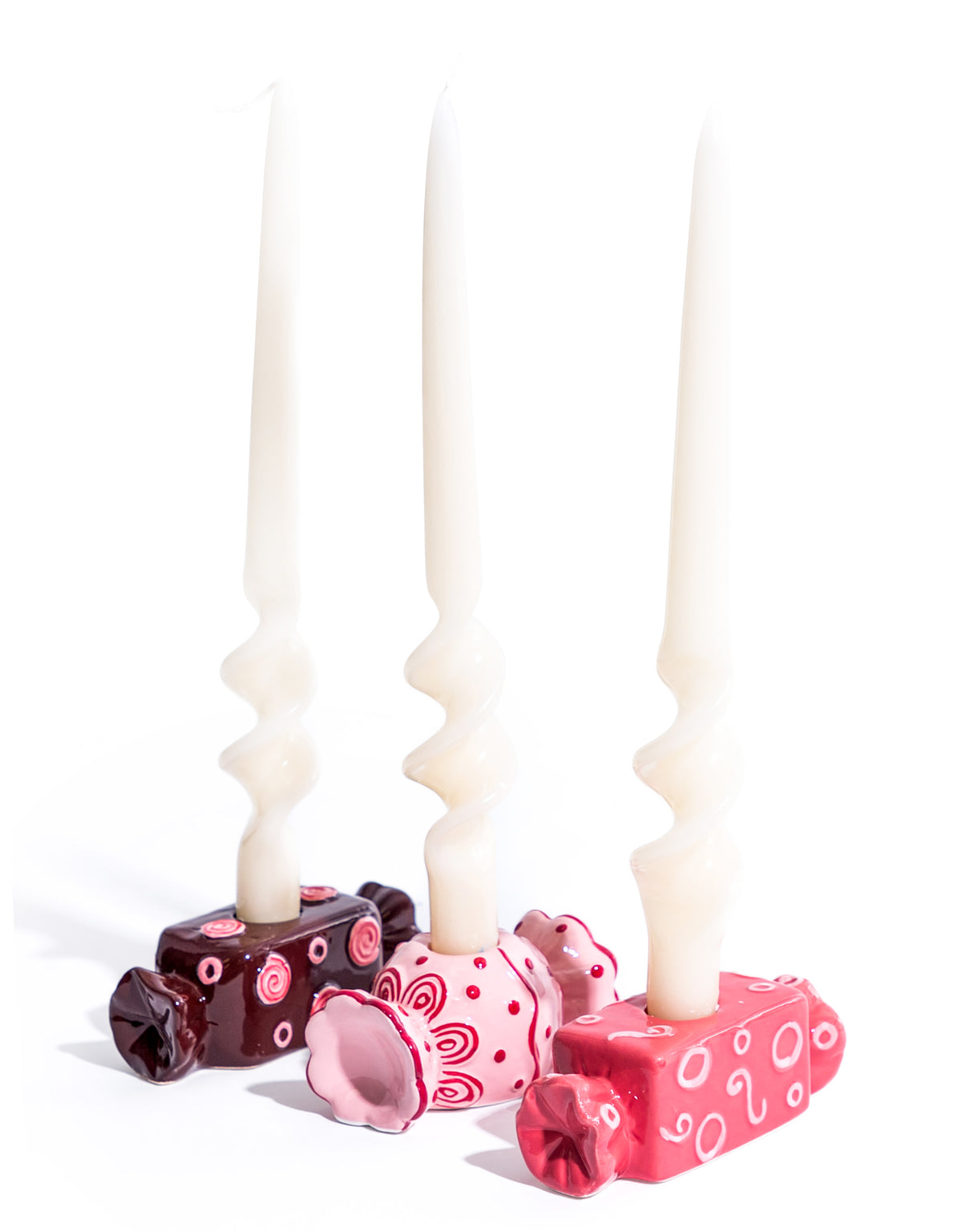Ceramic Candy Candle Holder (to be bought in qtys of 6 assorted colours) - CRT127
