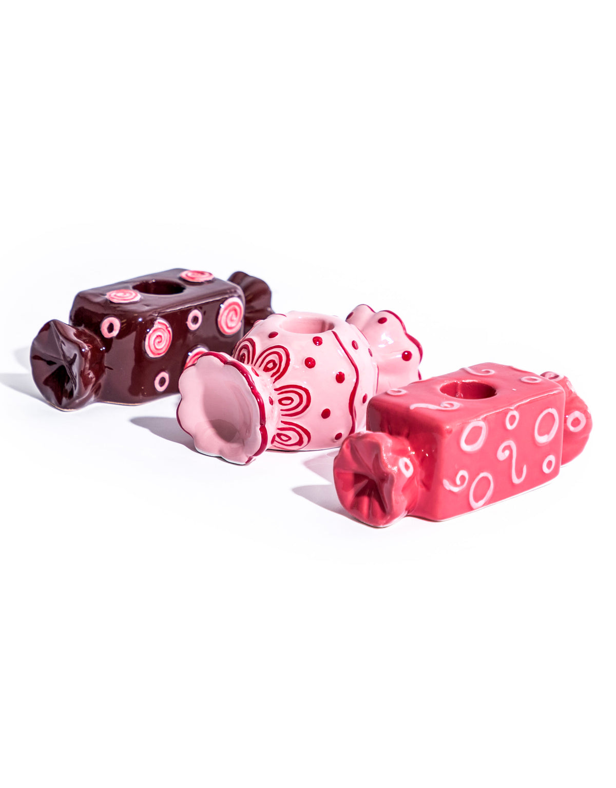 Ceramic Candy Candle Holder (to be bought in qtys of 6 assorted colours) - CRT127