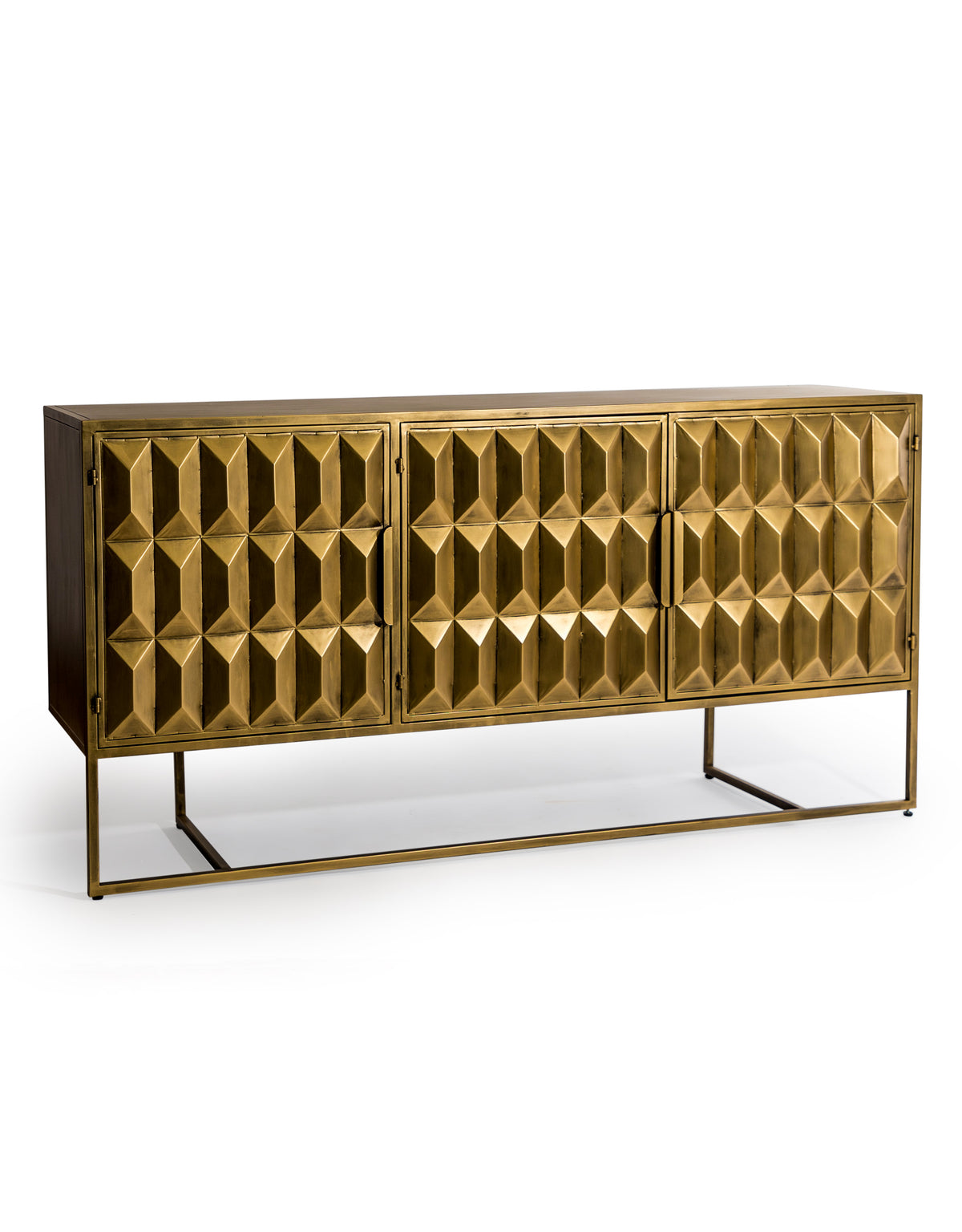 Industrial Gold "Fitzgerald" 3 Door Large Metal Sideboard - GMF10