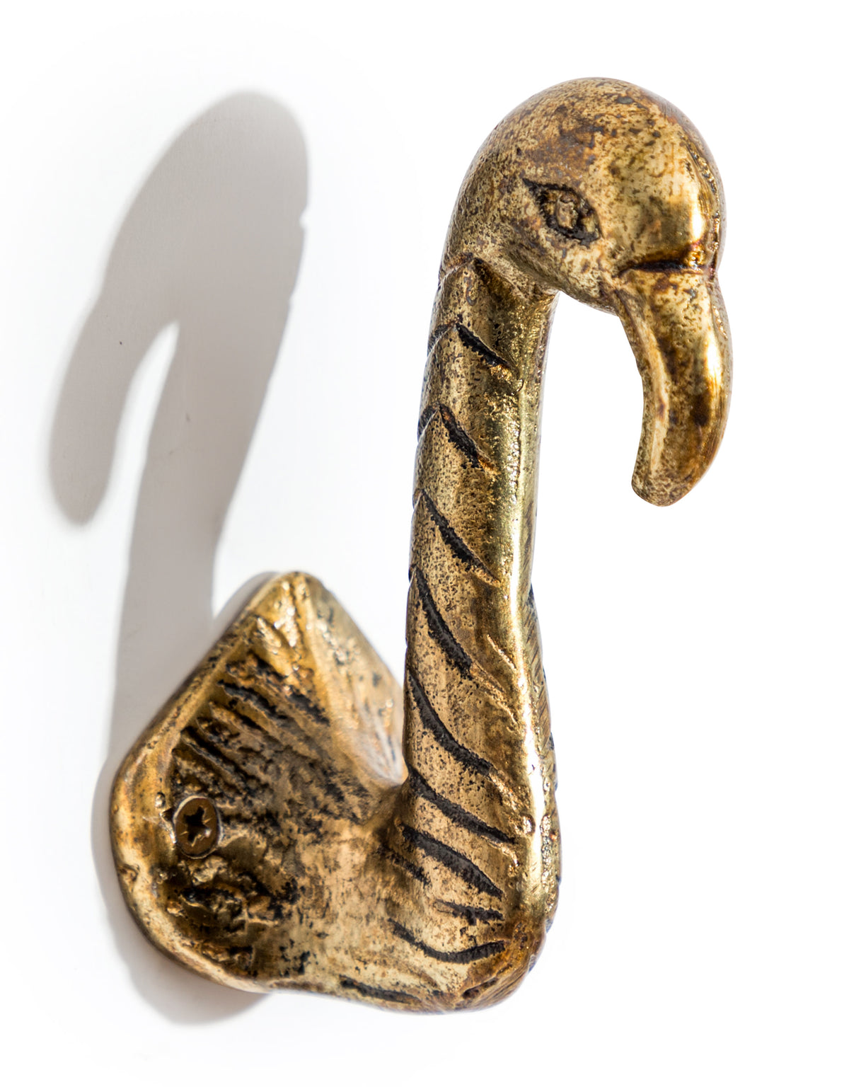 Set of 2 Antique Gold Flamingo Head Coat Hooks - AL177