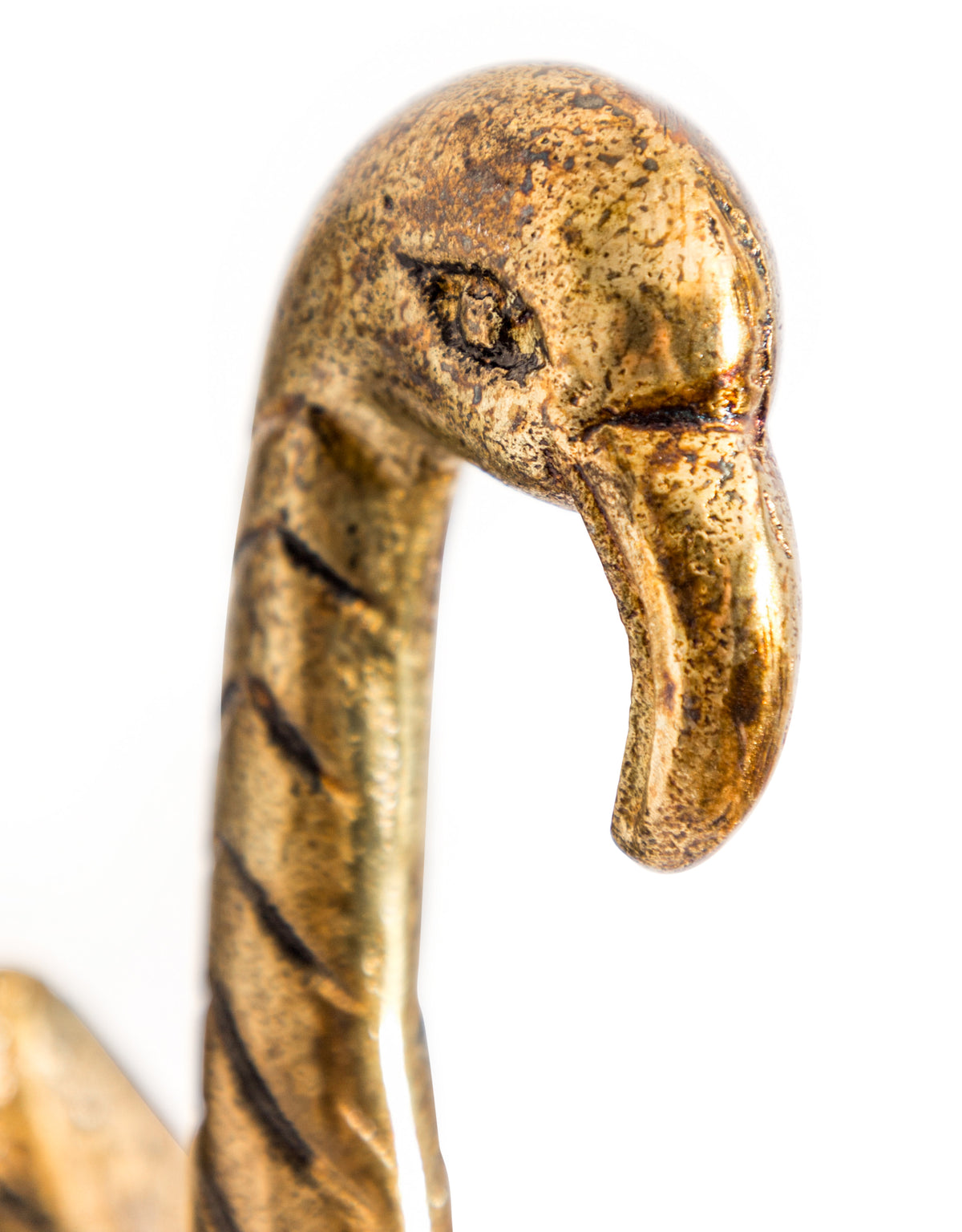 Set of 2 Antique Gold Flamingo Head Coat Hooks - AL177