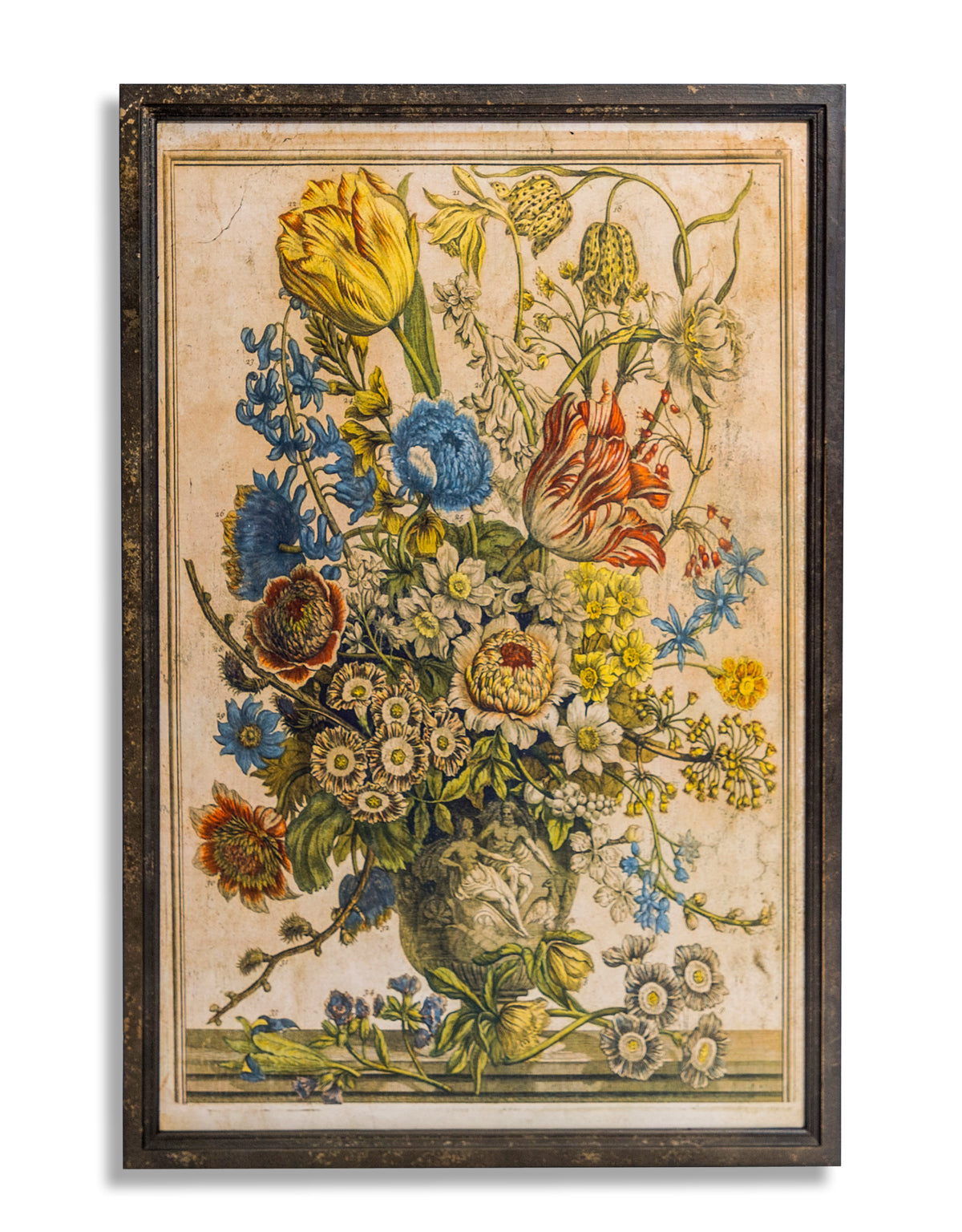 Set of 2 Antiqued White Boho Floral Wall Prints - JCS29