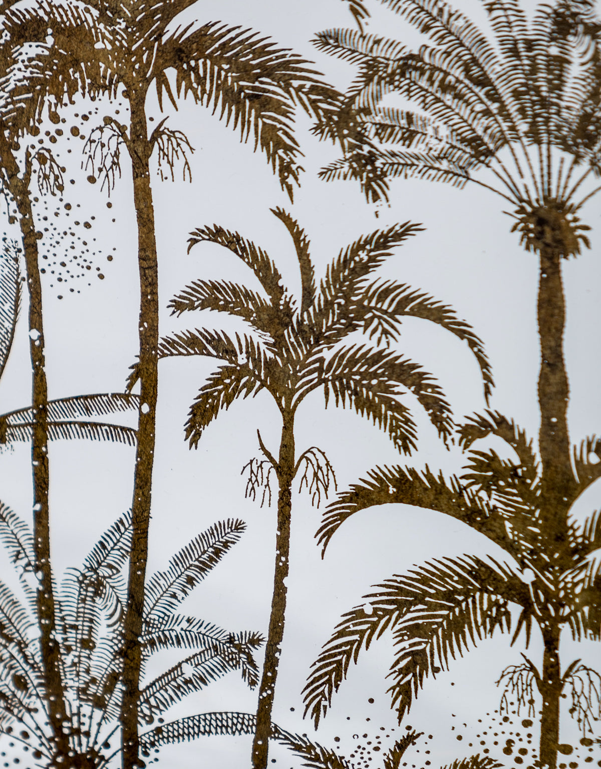 Set of 2 Dark Gold Palm Tree Serving Trays - LUM17