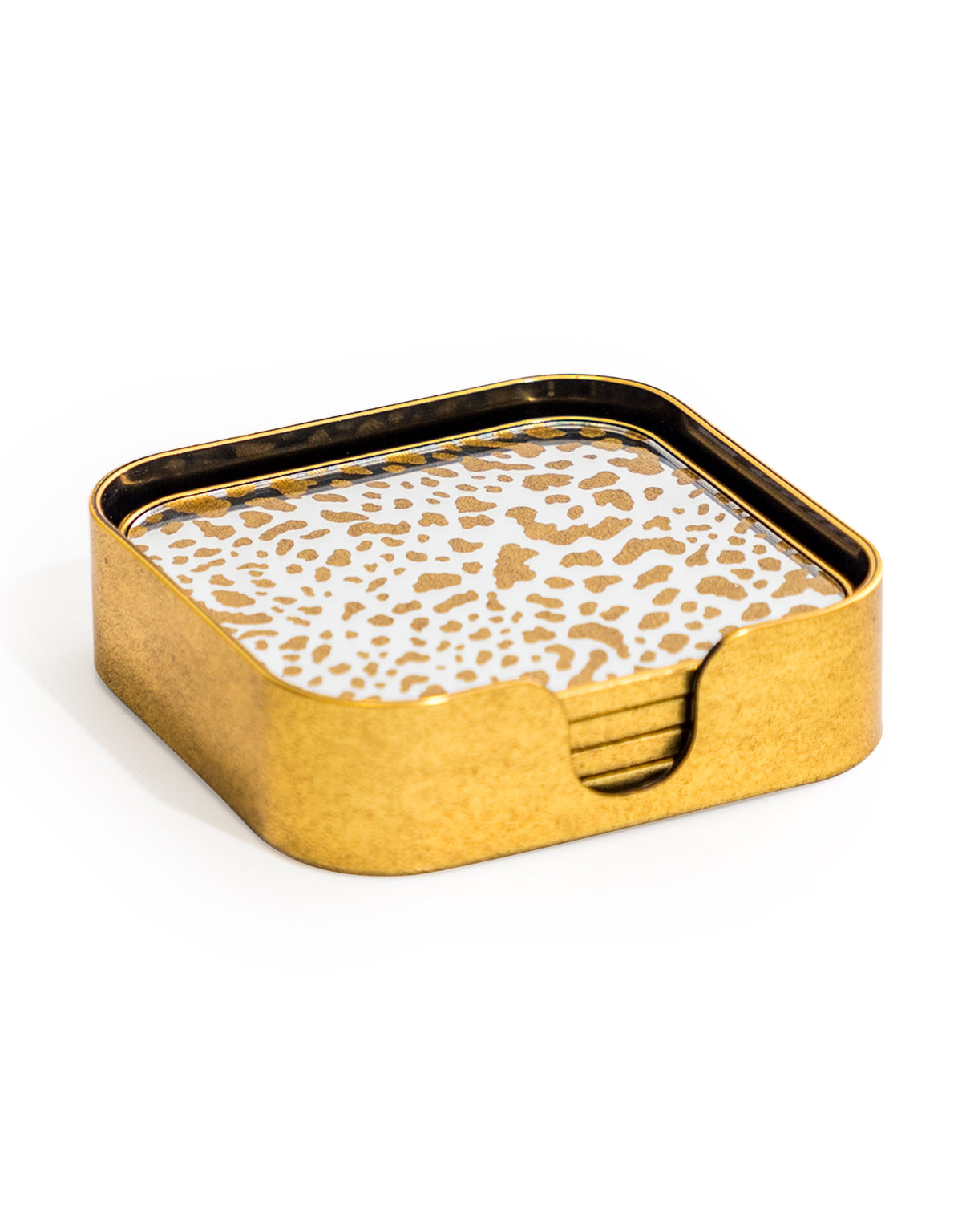 Set of 4 Mirrored Leopard Print Coasters - LUM19