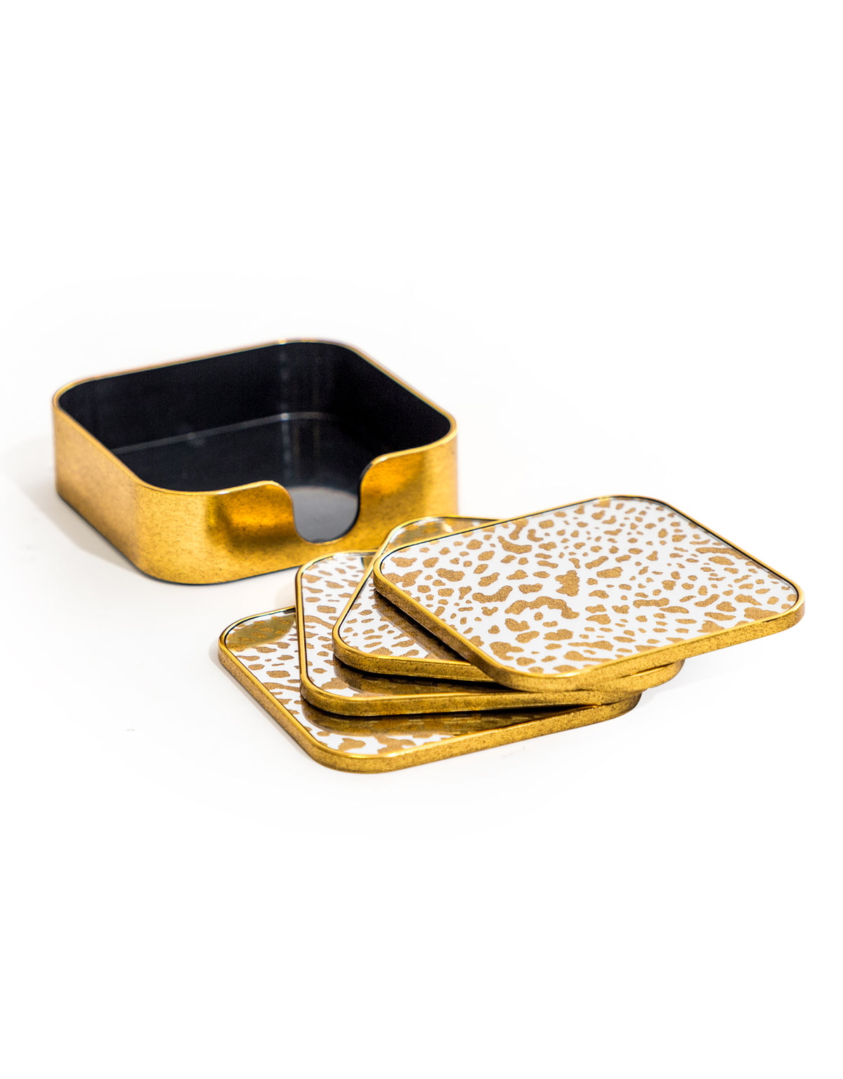 Set of 4 Mirrored Leopard Print Coasters - LUM19