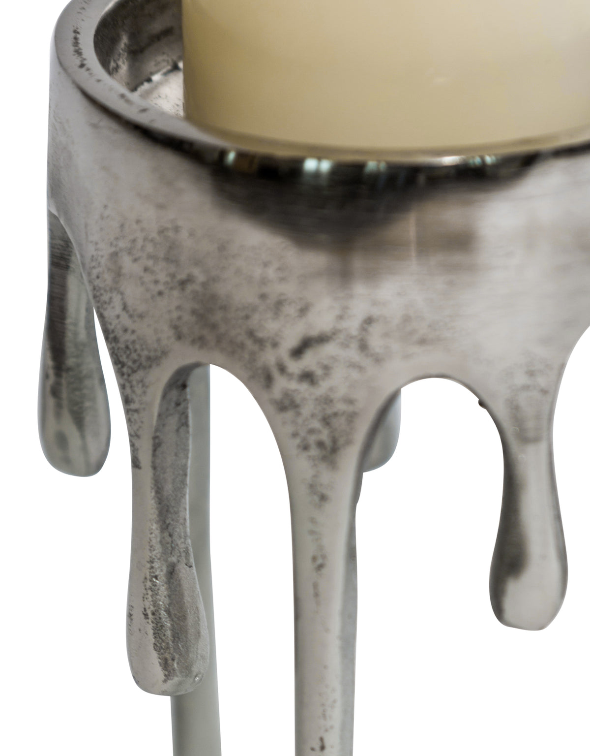 Medium Raw Nickel "Dali" Drip Candle Holder - DRP26