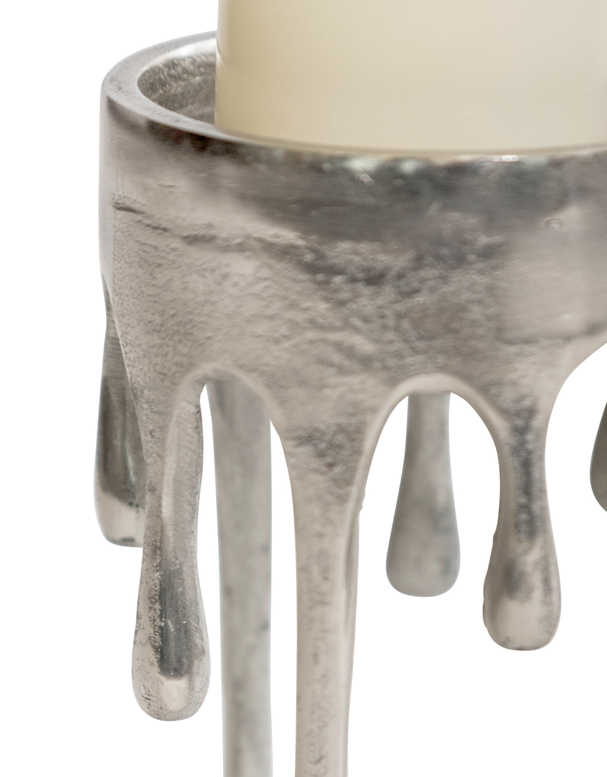 Large Raw Nickel "Dali" Drip Candle Holder - DRP28