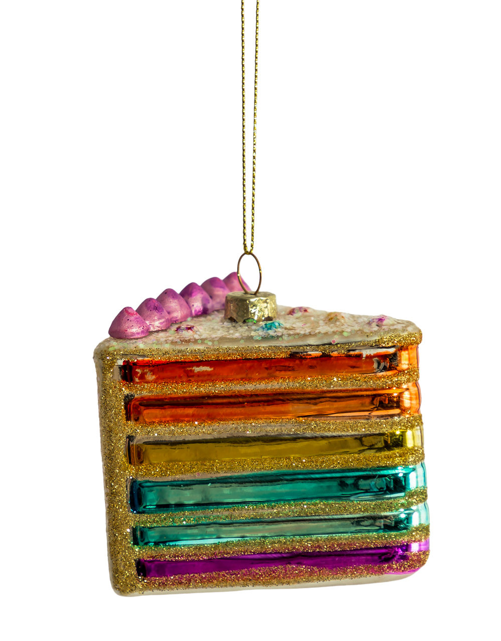 Cake Slice Decorative Glass Hanging Ornament (to be bought in qtys of 12) - XMA19