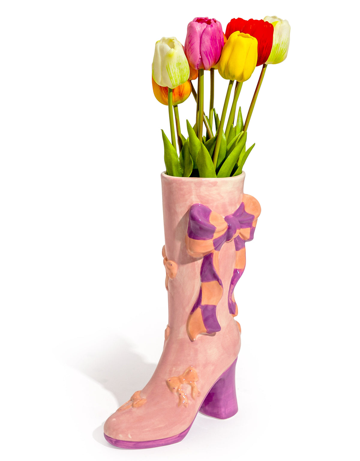 Large Ribbon Bow Heeled-Boot Ceramic Vase - EGC14