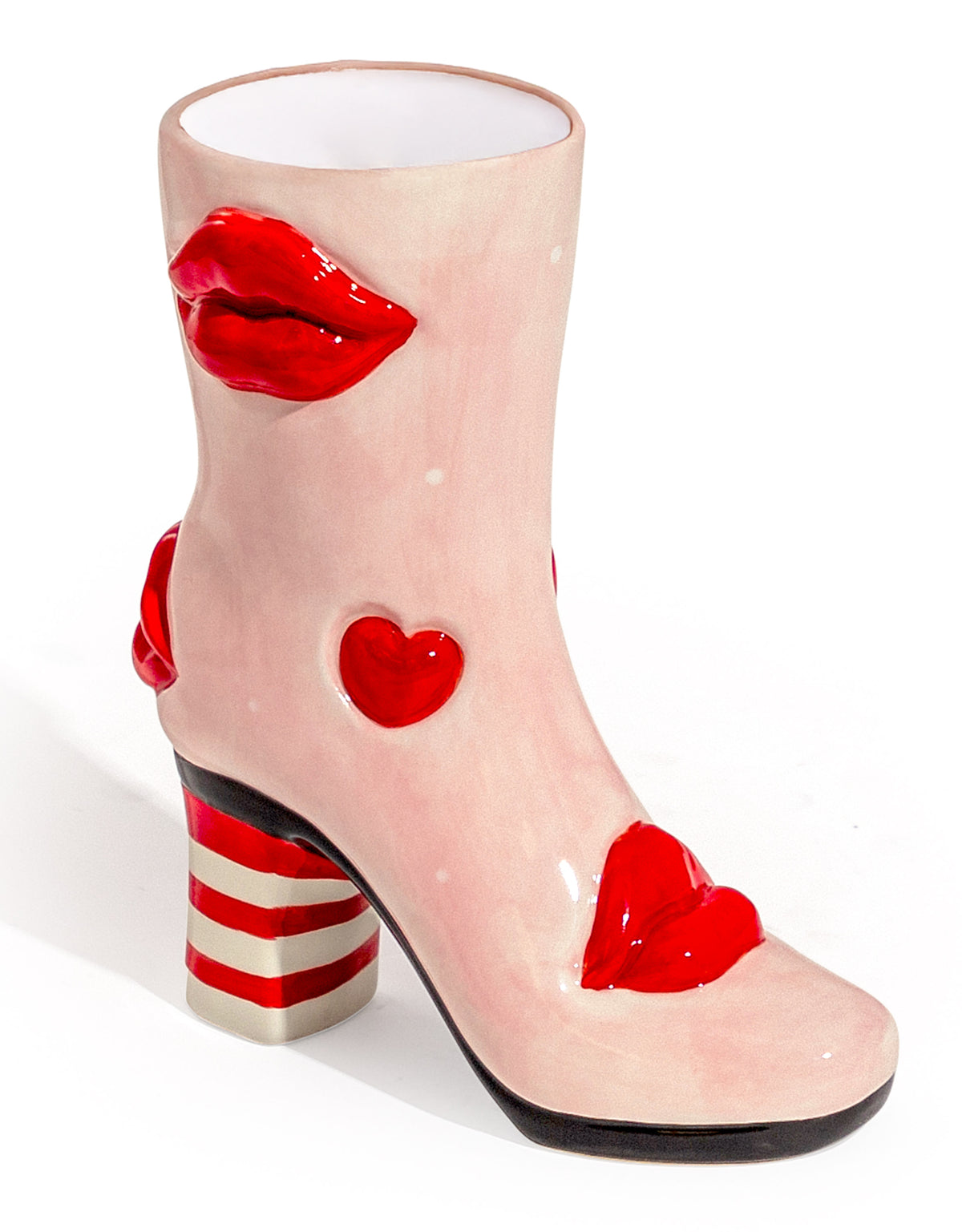 Medium Hearts & Lips Heeled-Boot Ceramic Vase - EGC15