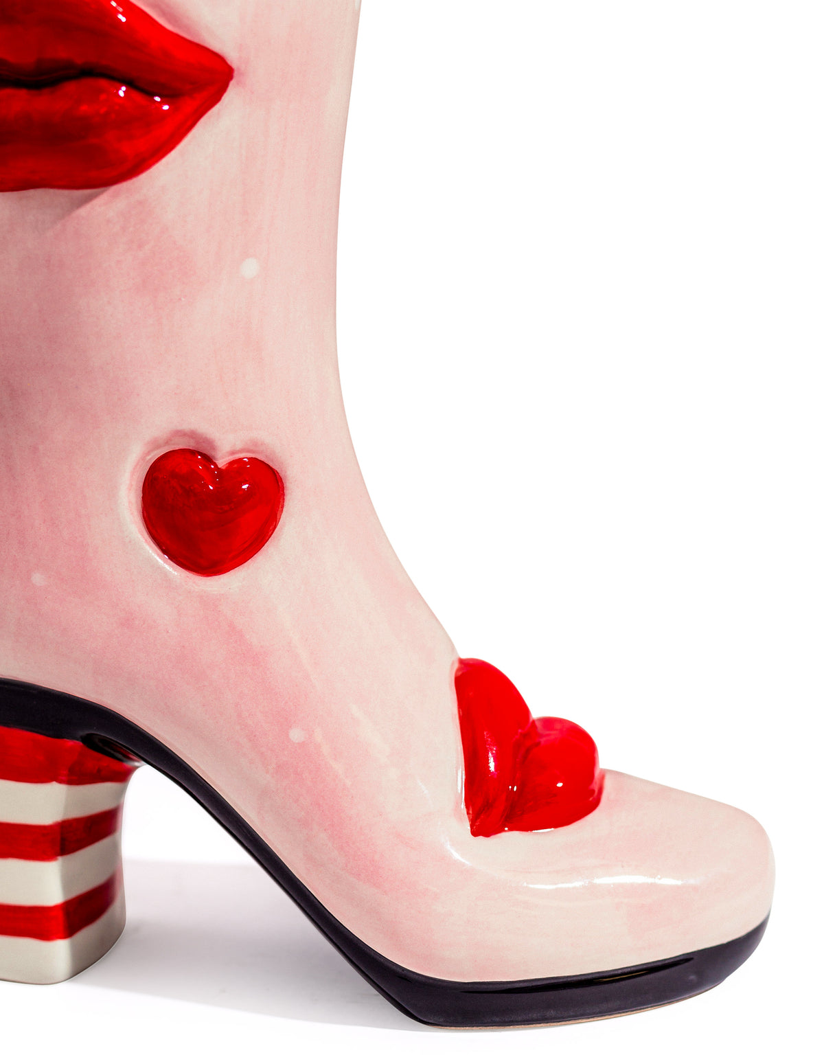 Medium Hearts & Lips Heeled-Boot Ceramic Vase - EGC15