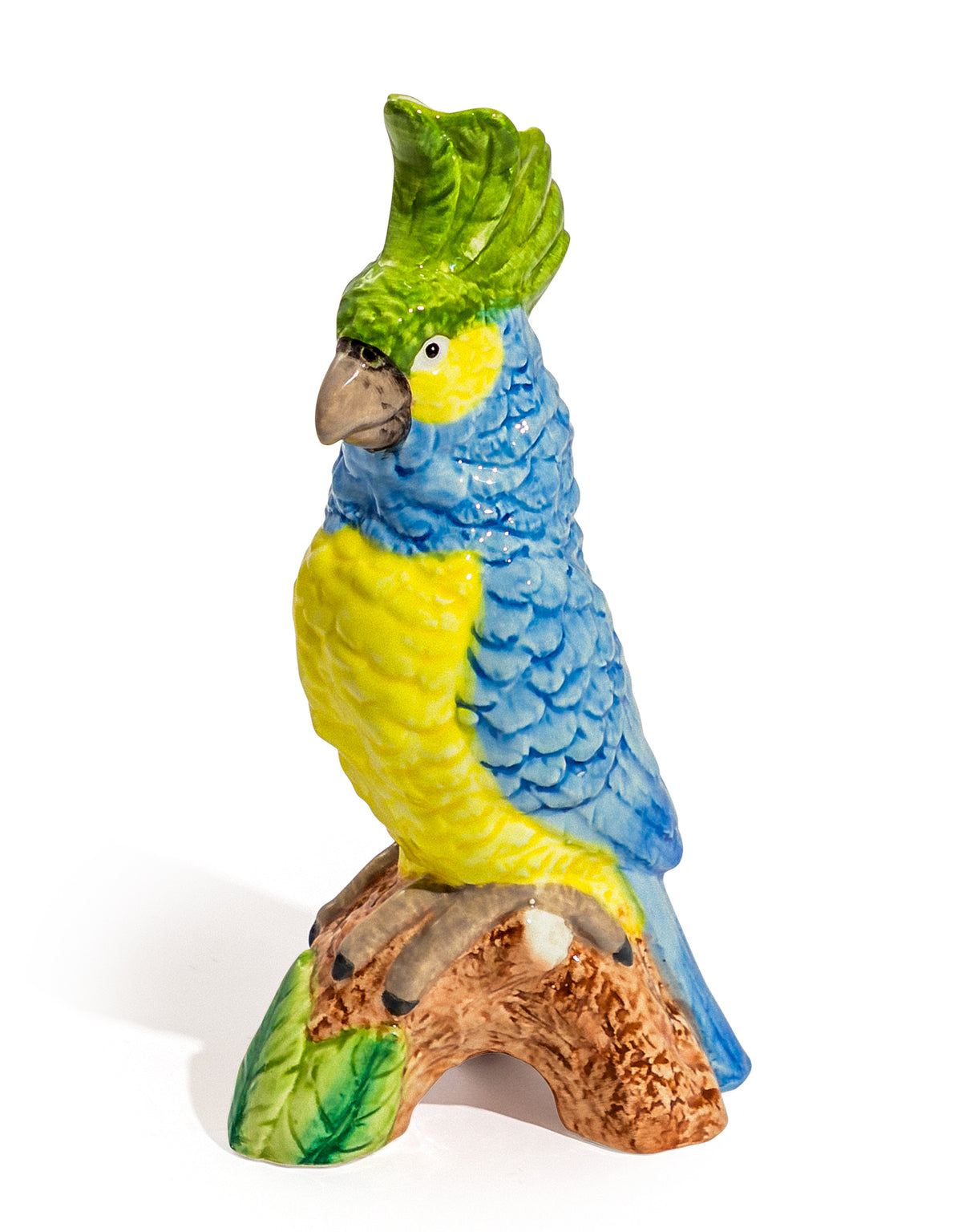Blue & Yellow Parrot on Perch Ceramic Vase - EGC18