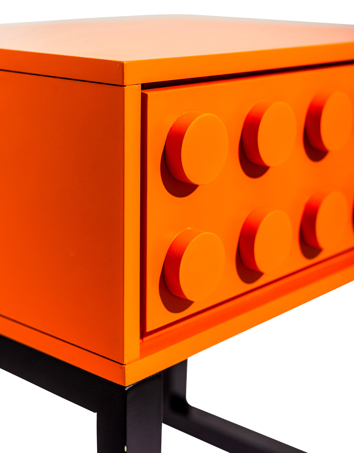 Orange "Ogel" Block Solid Wood Single Drawer Bedside Table - LGF11