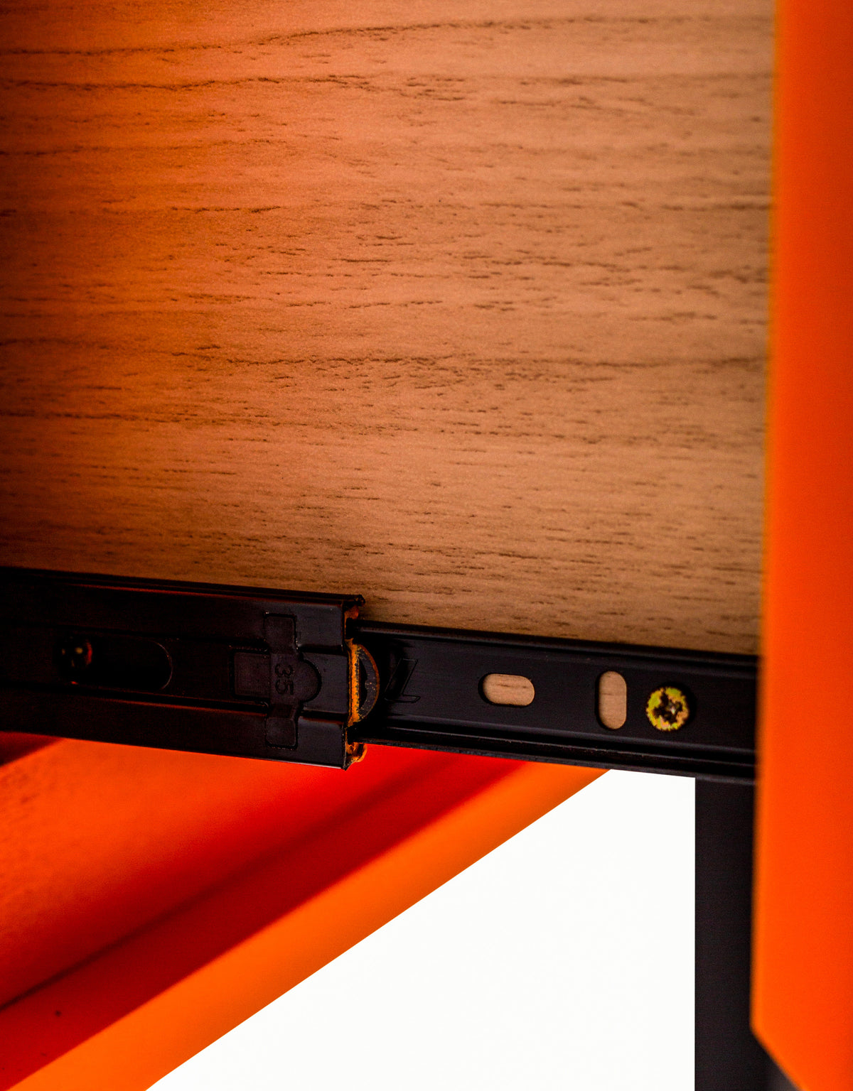 Orange "Ogel" Block Solid Wood Single Drawer Bedside Table - LGF11