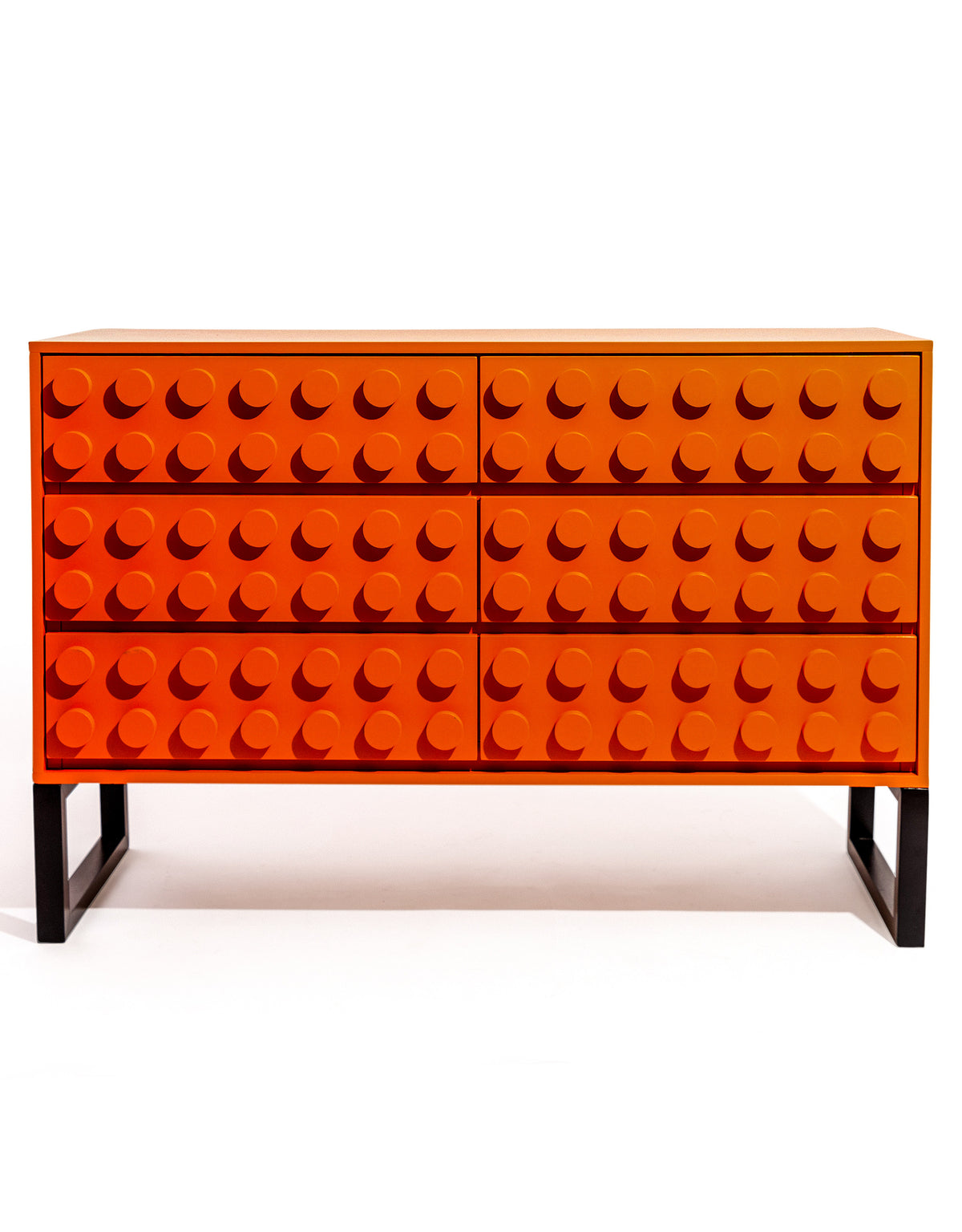 Orange "Ogel" Block Solid Wood 6 Drawer Side Cabinet - LGF14