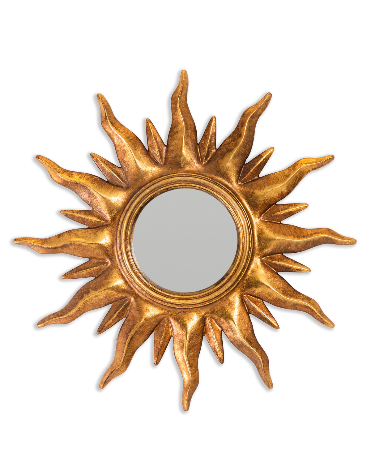 Antique Gold Sunburst Framed Small Convex Mirror - MK188