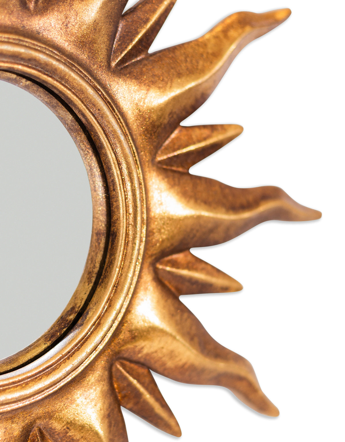Antique Gold Sunburst Framed Small Convex Mirror - MK188