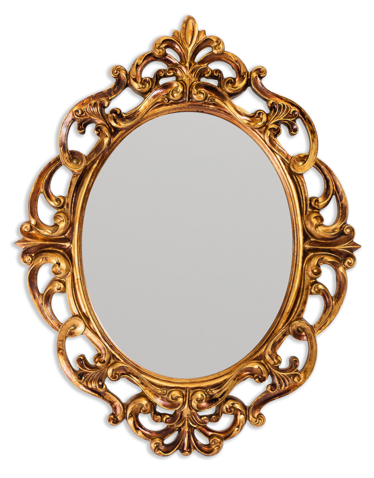 Antique Gold Ornate Baroque Oval Wall Mirror - MK189