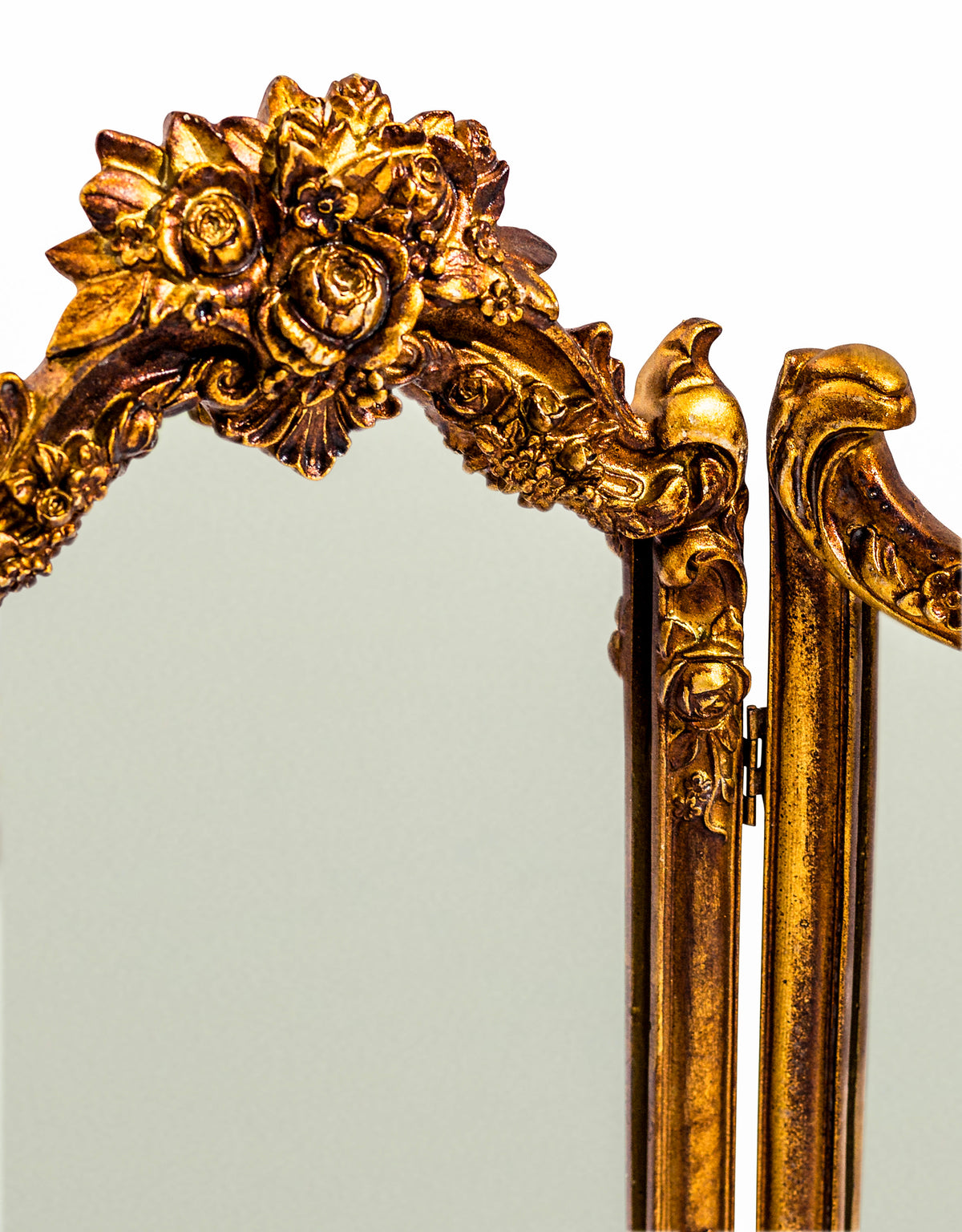 Antique Gold Ornate Floral Dressing Table Mirror - MK190