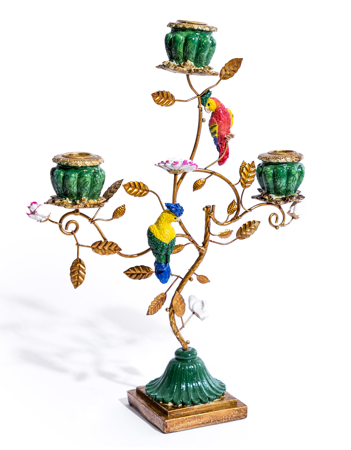 Antiqued Ornate Multi Branch Parrot Candle Holder - RM75