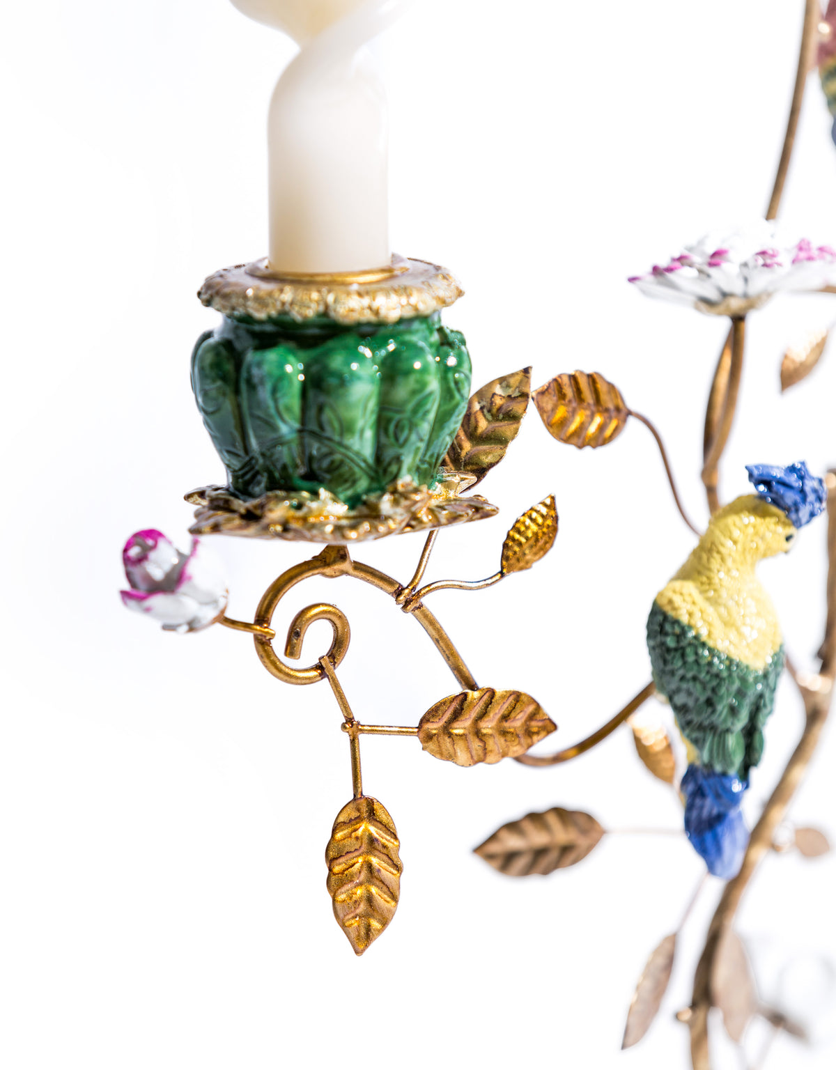 Antiqued Ornate Multi Branch Parrot Candle Holder - RM75