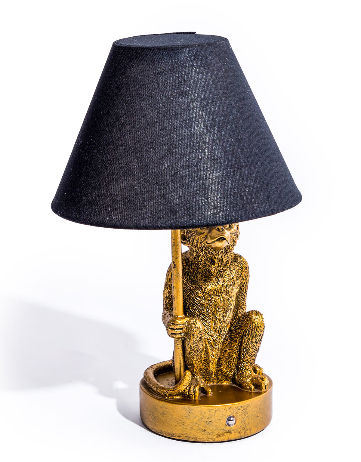 Antique Gold Monkey Lamp w/ Black Shade - TL149