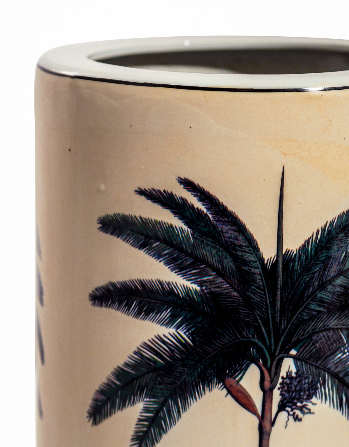 Ceramic Lithograph Palm Tree w/ Royal Seal Umbrella Stand - BP319