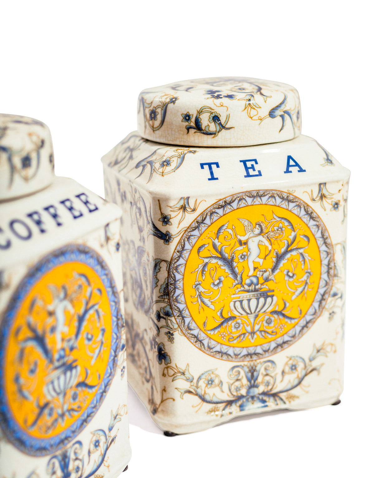 Set of 2 Renaissance Style Ceramic Tea & Coffee Jars - BP320