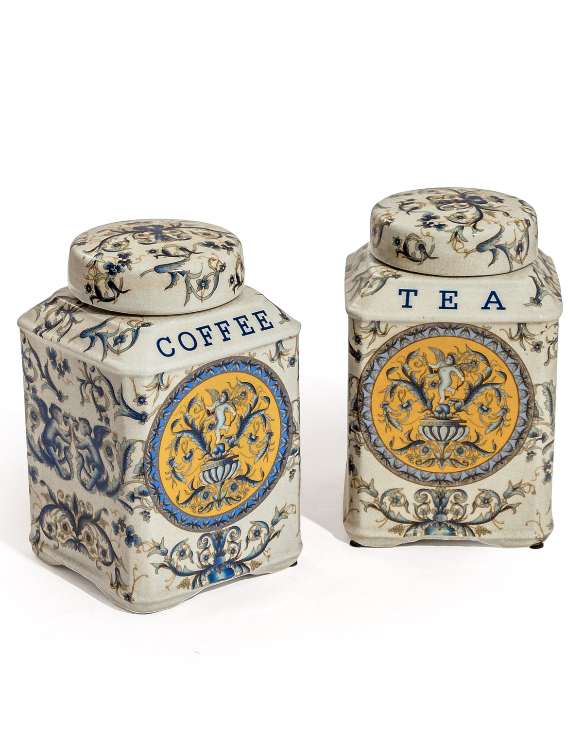 Set of 2 Renaissance Style Ceramic Tea & Coffee Jars - BP320