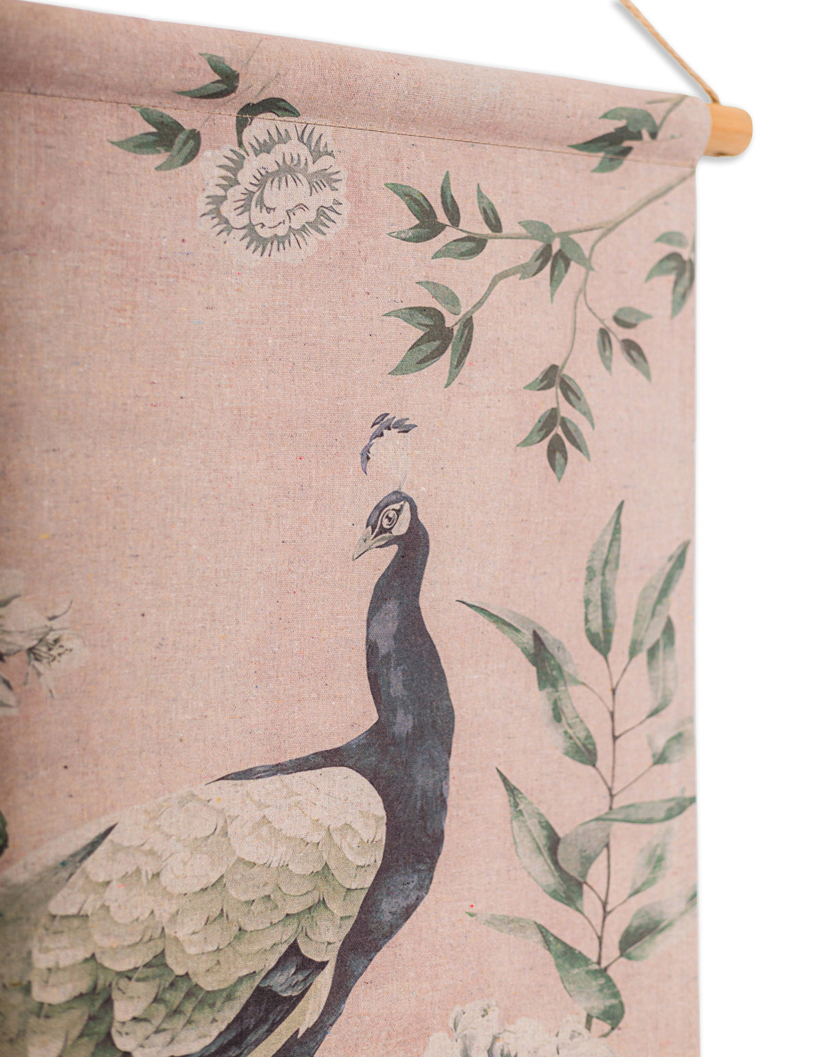 Peacock Dusky Pink Floral Wall Hanging Canvas Print - PSC19