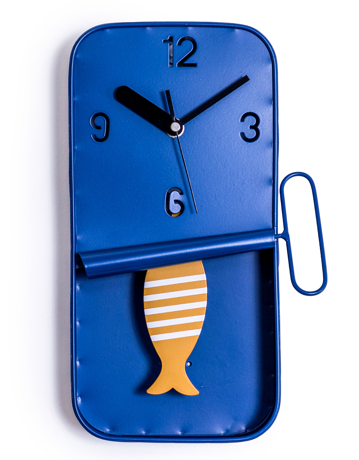 Navy Blue Metal Sardine Tin Pendulum Wall Clock - HKL91