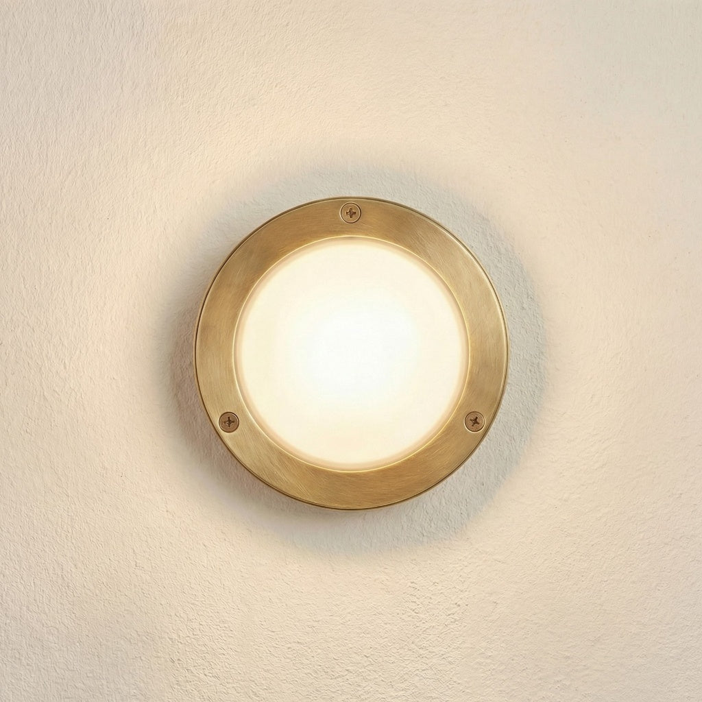Navigator Solid Brass Plain Compact Mini Circular Bulkhead - Raw Brass