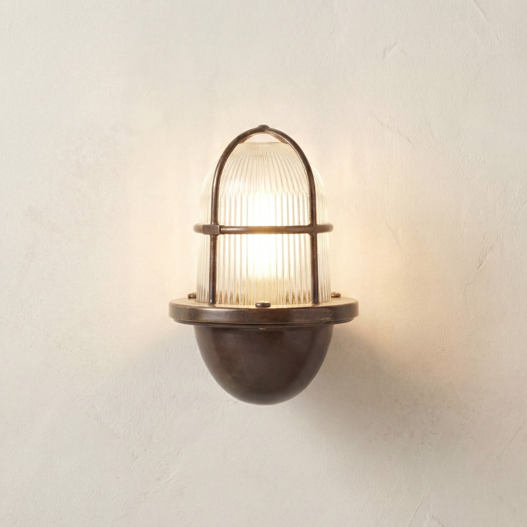 Navigator Small Wall Lantern Uplight - Antique Brass