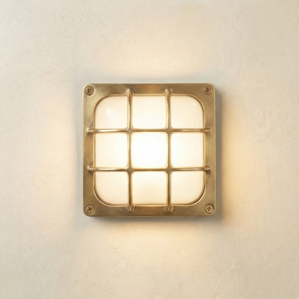 navigator solid brass square bulkhead raw brass