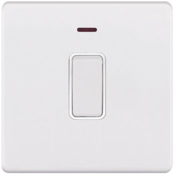 Selectric 5M-Plus Matt White 1 Gang 20A DP Switch with Neon and White Insert