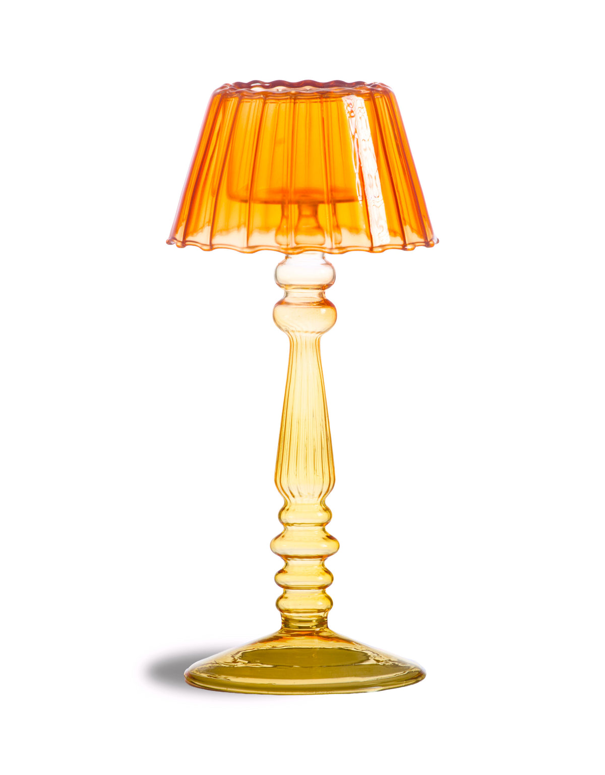 Orange/Yellow Lamp-Style Glass Tealight Holder - GW163