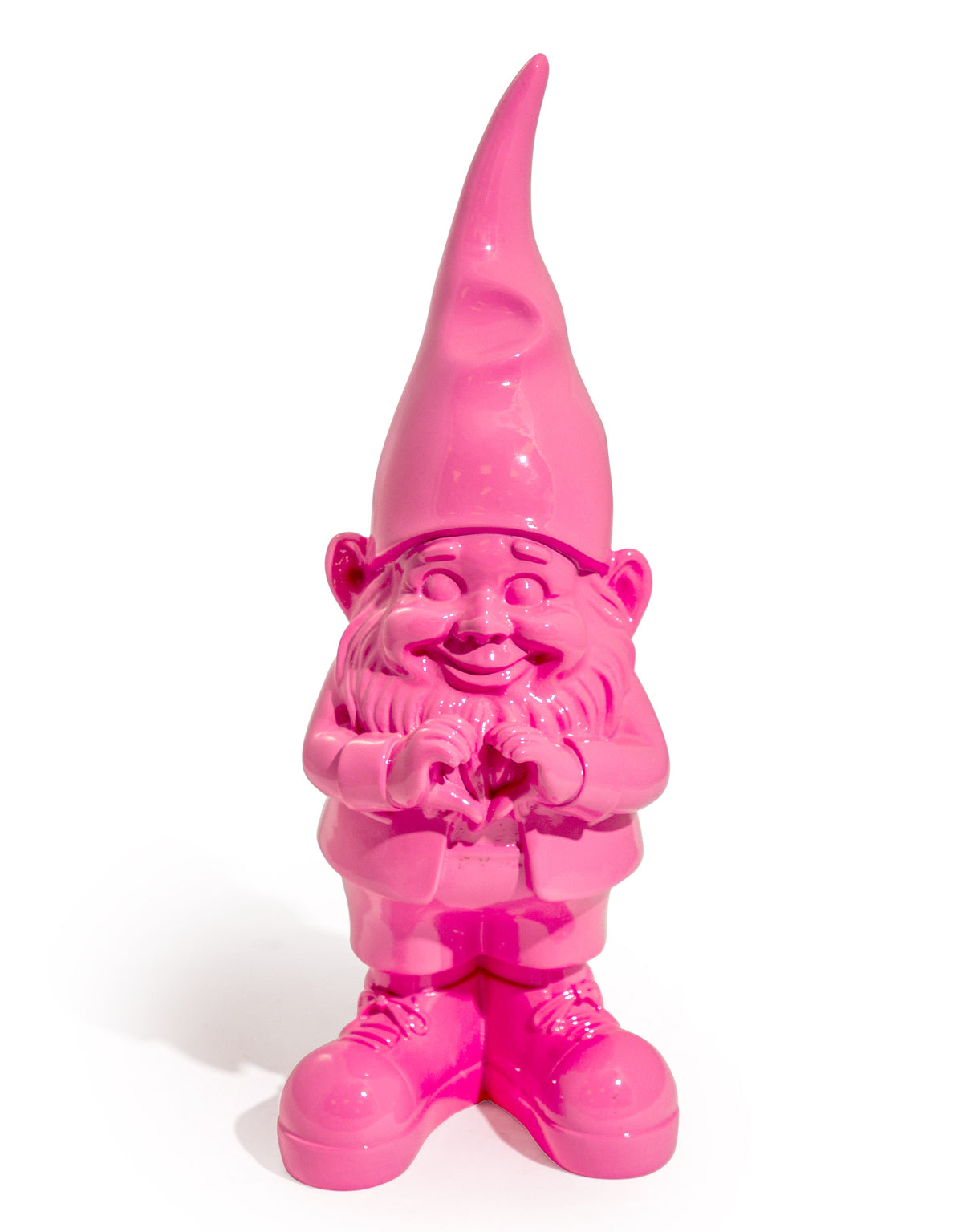 Medium Bright Pink "Heart Hands" Gnome Figure - FL130