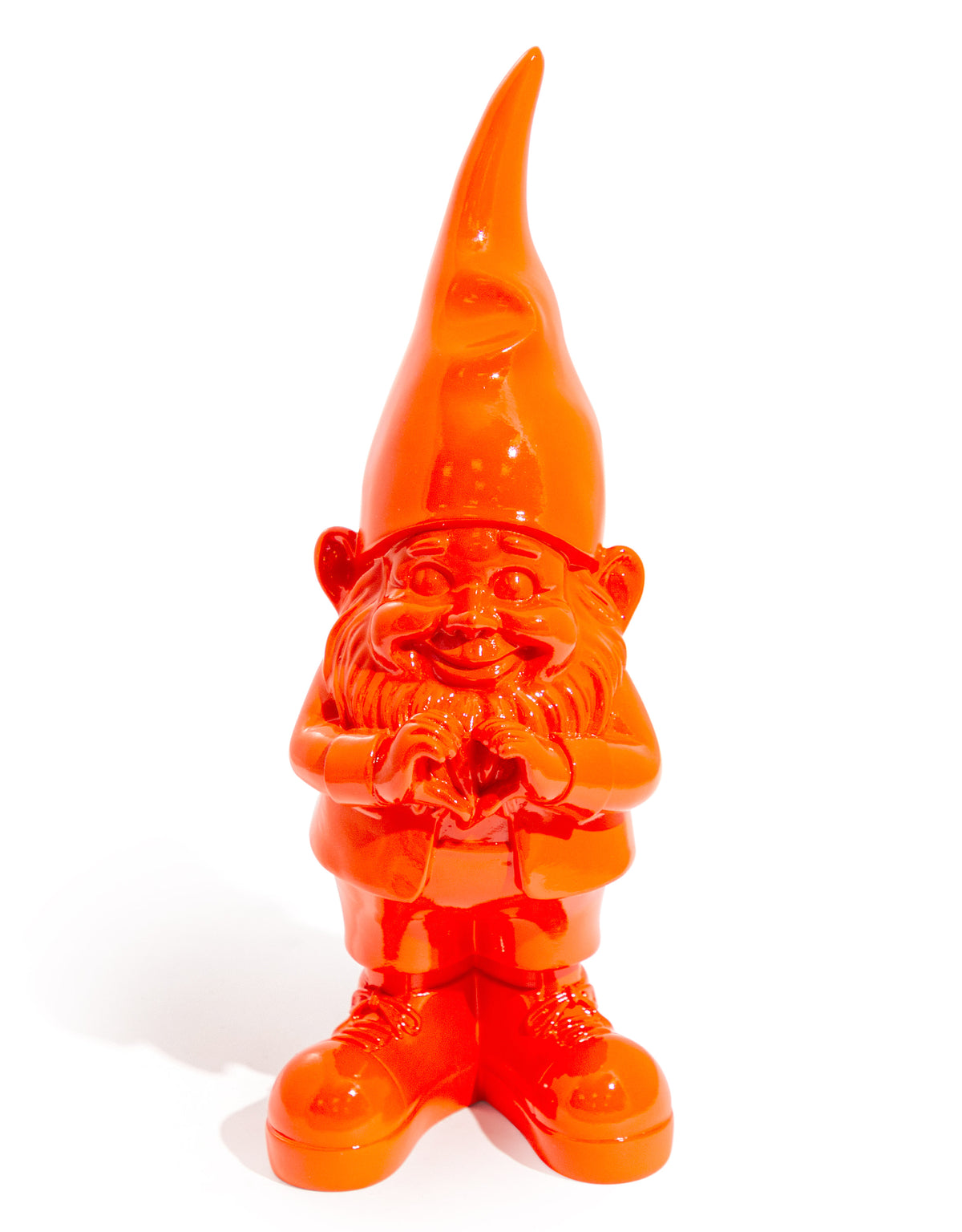 Medium Bright Orange "Heart Hands" Gnome Figure - FL131