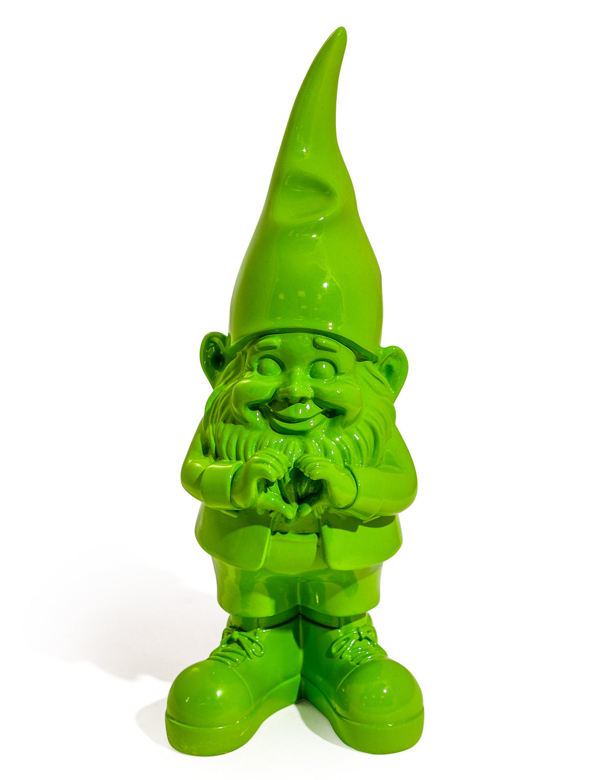 Medium Bright Green "Heart Hands" Gnome Figure - FL133