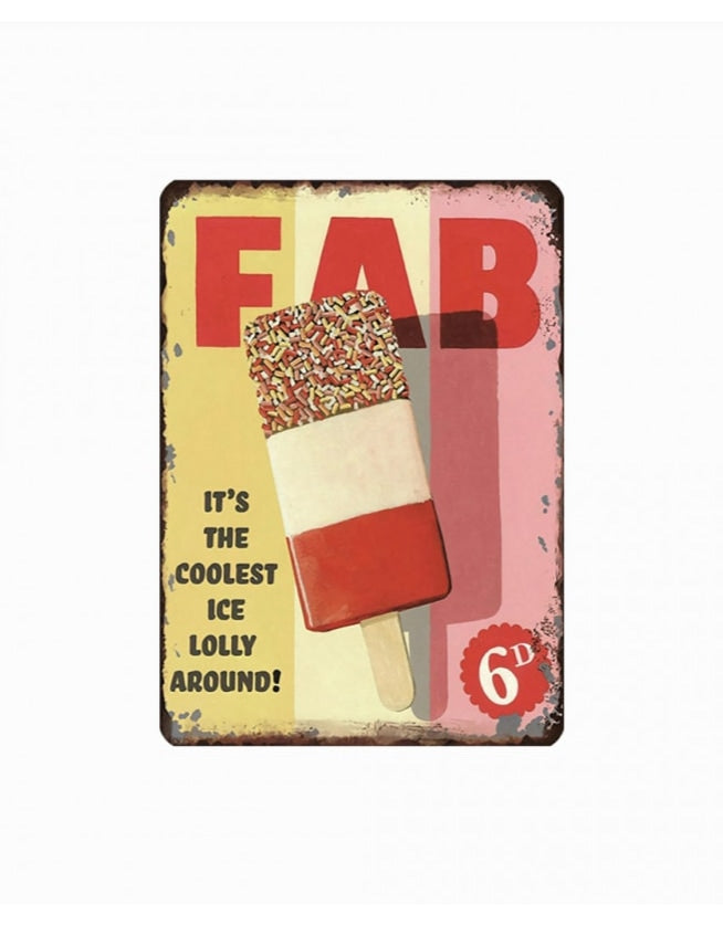 Retro Metal Ice Lolly Wall Sign 30x40cm - FTR34