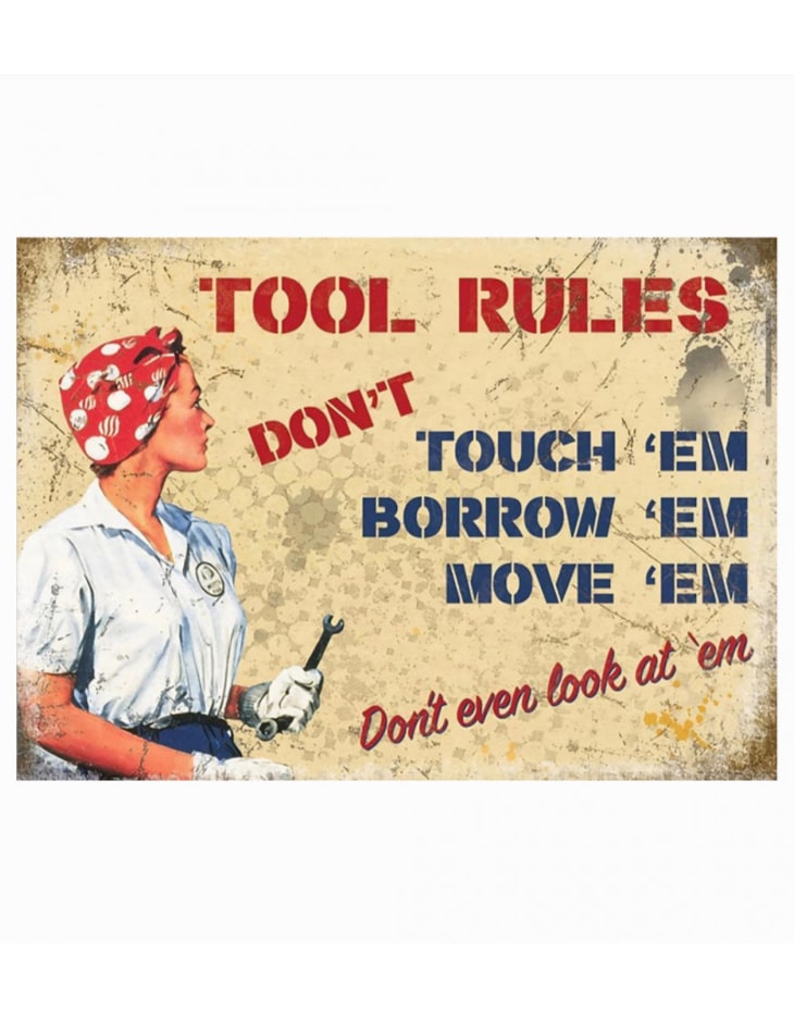 Large Retro Metal "Tool Rules" Wall Sign 50x70cm - FTR60