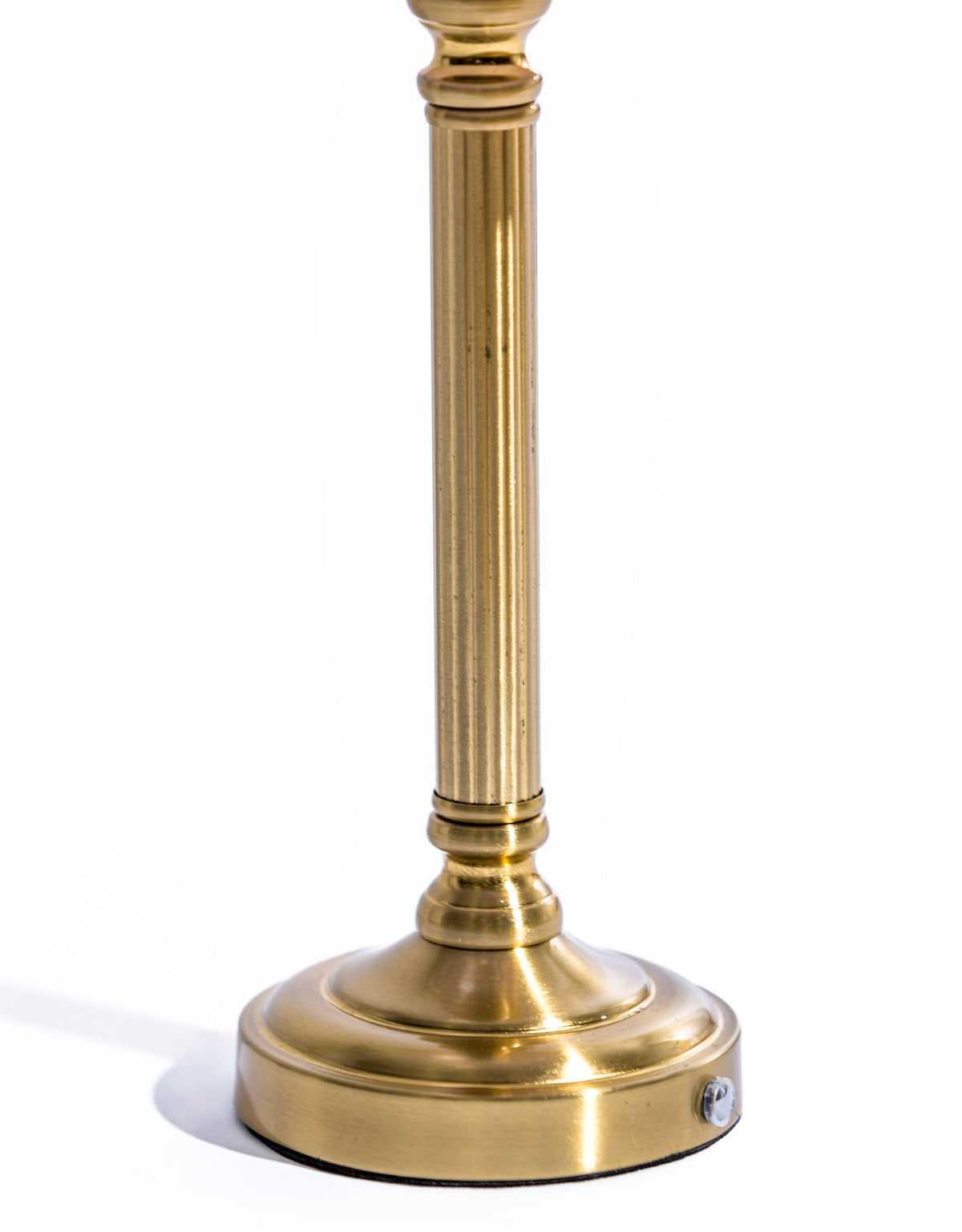Ribbed Brass Rechargeable Table Lamp with Oatmeal Shade - CH300