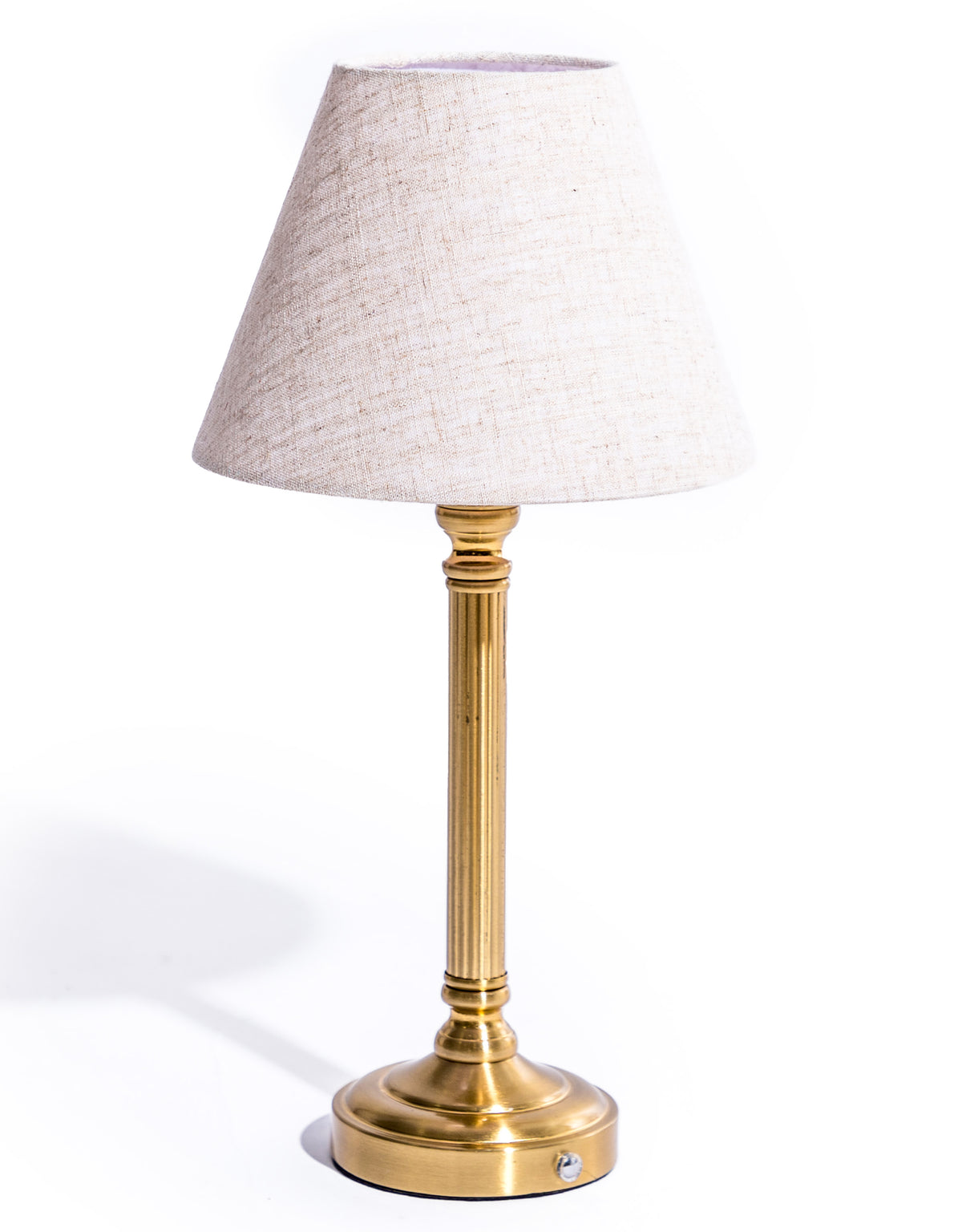 Ribbed Brass Rechargeable Table Lamp with Oatmeal Shade - CH300