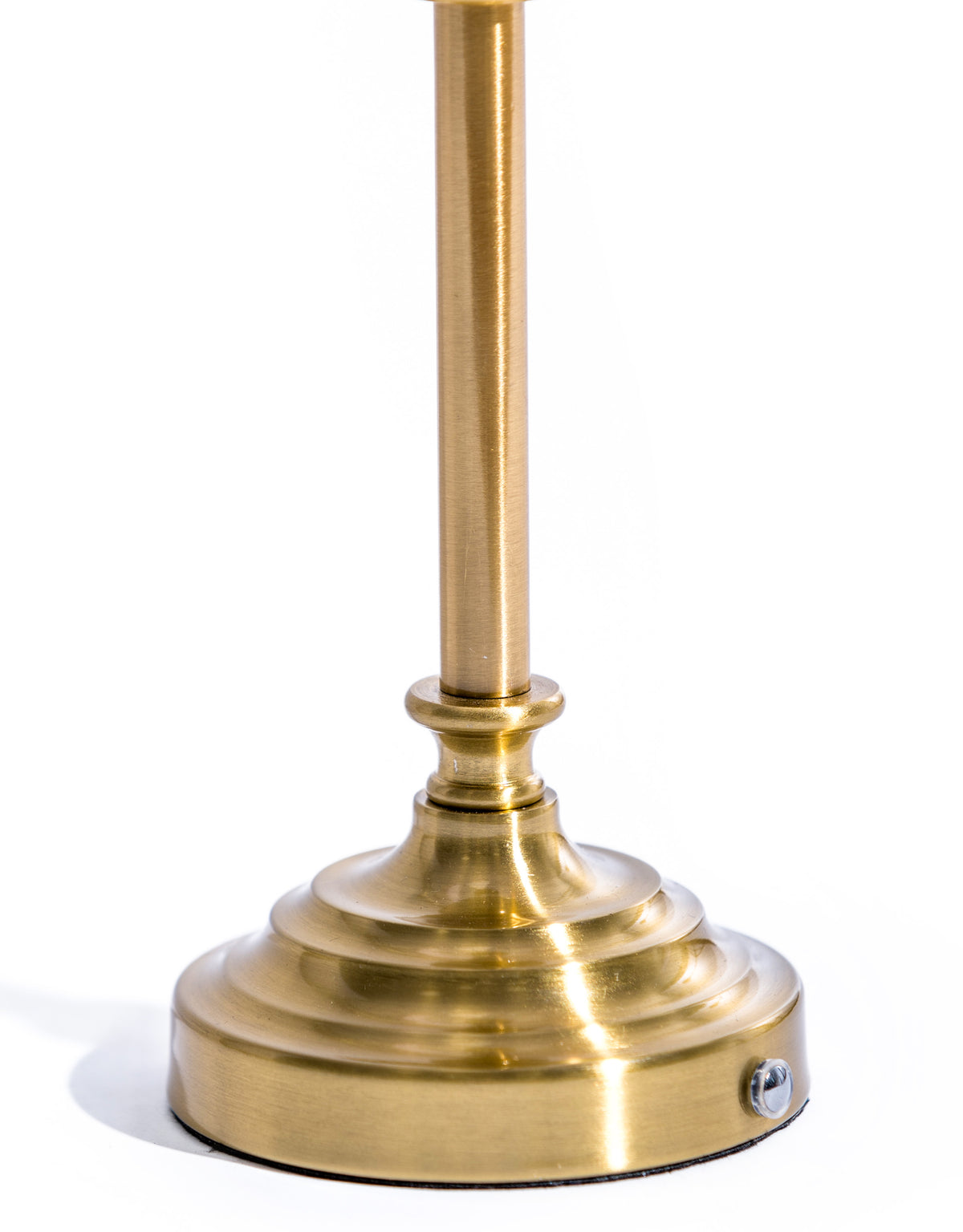 Classic Brass Rechargeable Table Lamp w/ Cylinder Oatmeal Shade - CH301
