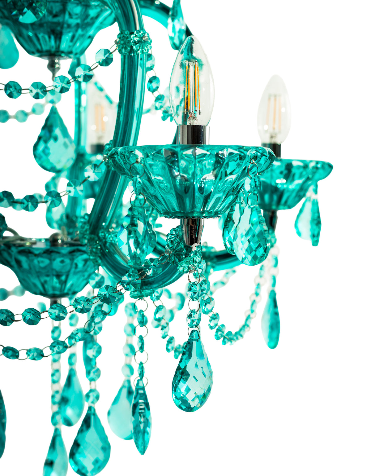 Aqua Blue 5 Branch Murano Chandelier - CH303