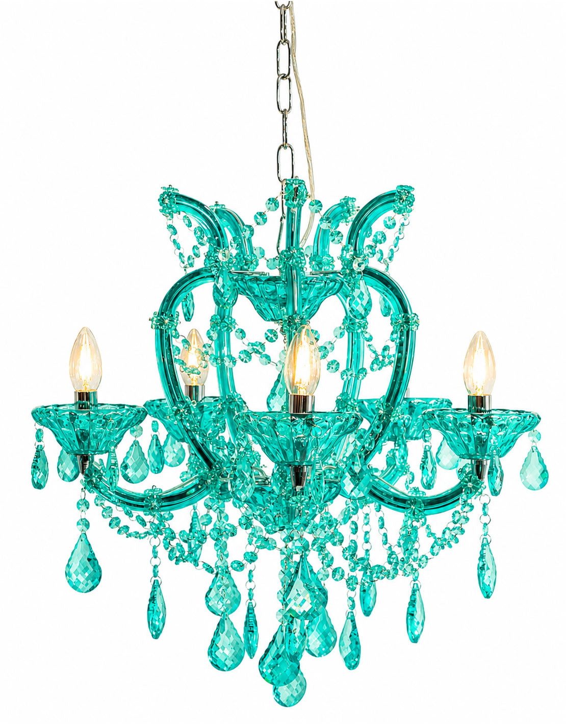 Aqua Blue 5 Branch Murano Chandelier - CH303
