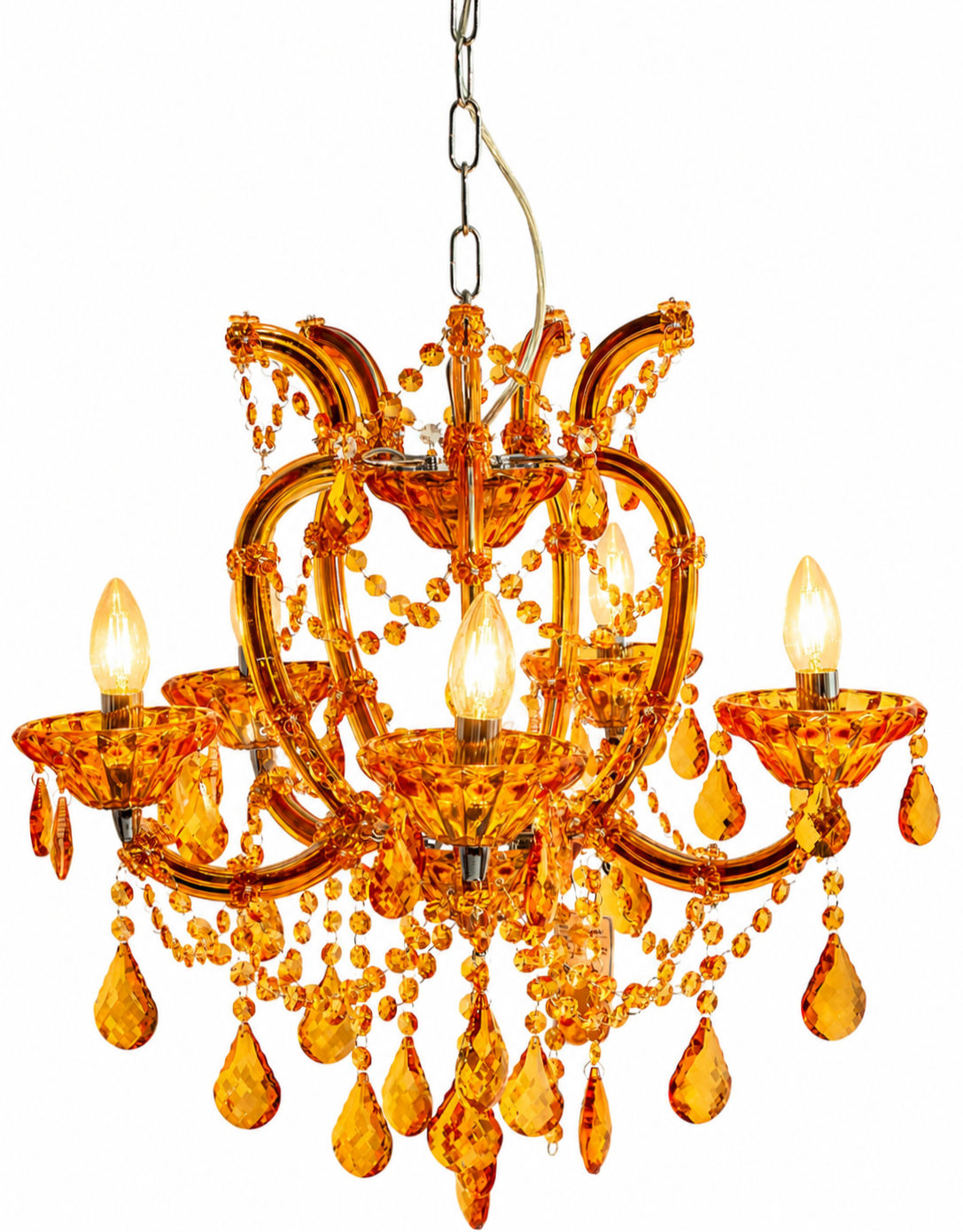 Amber 5 Branch Murano Chandelier - CH304